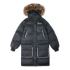 Jachetă lungă convertibilă din puf, mărimi asiatice „Negru”