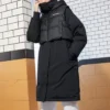 Jachetă lungă convertibilă din puf, mărimi asiatice „Negru”