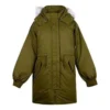 Jachetă lungă cu puf, mărimi asiatice „Olive Green”
