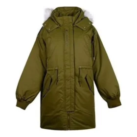Jachetă lungă cu puf, mărimi asiatice „Olive Green”
