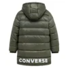 Jachetă lungă cu puf, mărimi asiatice „Olive Green”
