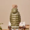 Jachetă lungă cu puf, mărimi asiatice „Olive Green”