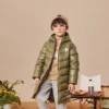 Jachetă lungă cu puf, mărimi asiatice „Olive Green”