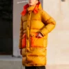 Jachetă lungă din puf Counter Climate Mărimi asiatice „Wheat”