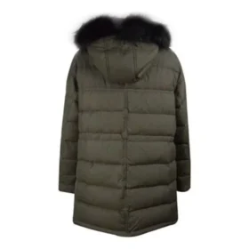 Jachetă lungă matlasată, mărimi asiatice „Verde”