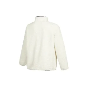 Jachetă pentru bărbați Converse Logo Half Zipper din lână de miel cu guler înalt, alb cremos