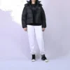 Jachetă scurtă din puf și material textil, mărimi asiatice, „Negru”