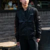 Jachetă sport casual cu guler în picioare, mărime asiatică „Negru”