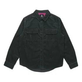 Jachetă sport Converse pentru bărbați din velur, model cargo, negru