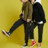 Jachetă sport Converse pentru bărbați din velur, model cargo, negru