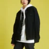 Jachetă sport Converse pentru bărbați din velur, model cargo, negru