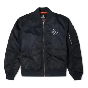 Jachetă sport retro aviator unisex cu logo SS22, negru