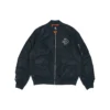 Jachetă sport retro aviator unisex cu logo SS22, negru