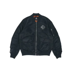 Jachetă sport retro aviator unisex cu logo SS22, negru