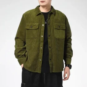 Jachetă tip cămașă cu mâneci lungi, mărimi asiatice „Olive Green”