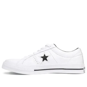 One Star din piele perforată, model low-top „Alb Negru”