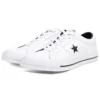 One Star din piele perforată, model low-top „Alb Negru”