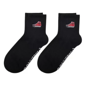 Șosete scurte cu patch-uri brodate pentru pantofi, două perechi „Negru” Șosete scurte cu patch-uri brodate pentru pantofi, două perechi „Negru”