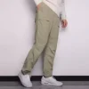 Pantaloni casual Converse pentru bărbați, de culoare solidă, cu croi drept, țesuți, gri deschis, verde