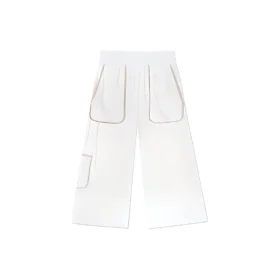 Pantaloni casual drepți din tricot, tip cargo, mărimi asiatice „Alb”
