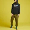 Pantaloni casual țesuți, cu croi drept și conic, mărimi asiatice „Dark Moss Green”