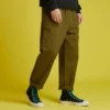 Pantaloni casual țesuți, cu croi drept și conic, mărimi asiatice „Dark Moss Green”