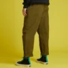 Pantaloni casual țesuți, cu croi drept și conic, mărimi asiatice „Dark Moss Green”