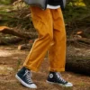 Pantaloni chino din velur cu pli dublu, mărimi asiatice „Portocaliu”
