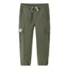 Pantaloni cu talie elastică, culoare solidă, mărimi asiatice „Verde măslin”