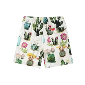Pantaloni scurți de vacanță cu imprimeu vegetal, mărimi asiatice „Desert Sand Cactus Multi”