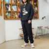 Pantaloni sport/pantaloni/pantaloni de jogging Converse pentru bărbați, de culoare solidă, cu talie înaltă, negri