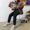 Pantaloni sport/pantaloni/pantaloni de jogging Converse pentru bărbați, de culoare solidă, cu talie înaltă, negri