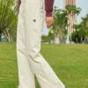 Pantaloni tricotati cu logo Mărimi asiatice „Ivory”