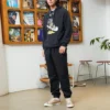 Pantofi cu imprimeu, căptușiți cu fleece, negri