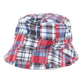 Pălărie de pescuit reversibilă cu patch-uri în carouri „Albastru”
