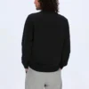 Pulover casual sport Converse pentru bărbați cu logo, guler rotund, negru închis