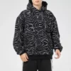 Pulover casual sportiv pentru bărbați Converse, cu glugă, căptușit cu fleece, imprimeu Splash Ink pe toată suprafața