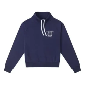 Pulover cu guler pe jumătate și șnur, mărimi asiatice „Navy”