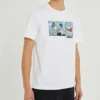 Tricou alb cu guler rotund și imprimeu pe piept, Converse pentru bărbați, culoare solidă