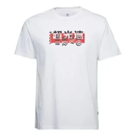 Tricou alb cu guler rotund și mâneci scurte Converse pentru bărbați