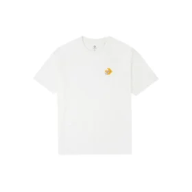 Tricou alb cu guler rotund și mâneci scurte pentru bărbați, cu imprimeu Converse