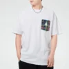 Tricou casual cu mâneci scurte și buzunar pentru bărbați, alb
