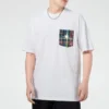 Tricou casual cu mâneci scurte și buzunar pentru bărbați, alb