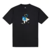 Tricou casual pentru bărbați Converse cu imprimeu, cu mânecă scurtă, respirabil, negru