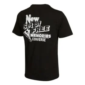 Tricou casual pentru bărbați Converse cu imprimeu pe spate, guler rotund și mâneci scurte, negru