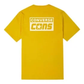Tricou casual retro pentru bărbați Converse cu imprimeu logo alfabet, mânecă scurtă, galben Tricou casual retro pentru bărbați Converse cu imprimeu logo alfabet, mânecă scurtă, galben