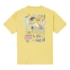Tricou Converse pentru bărbați, cu imprimeu graffiti și desene animate, croi lejer, guler rotund, mânecă scurtă, auriu