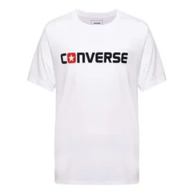 Tricou Converse pentru bărbați din bumbac pur, cu litere, mânecă scurtă, alb Tricou Converse pentru bărbați din bumbac pur, cu litere, mânecă scurtă, alb