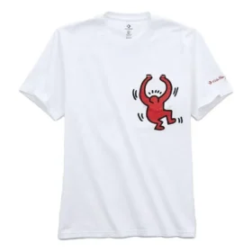 Tricou cu buzunar și imprimeu Converse x Keith Haring, mărimi asiatice, „Alb” Tricou cu buzunar și imprimeu Converse x Keith Haring, mărimi asiatice, „Alb”