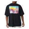 Tricou cu grafică Inverted Desert, mărimi asiatice „Negru”